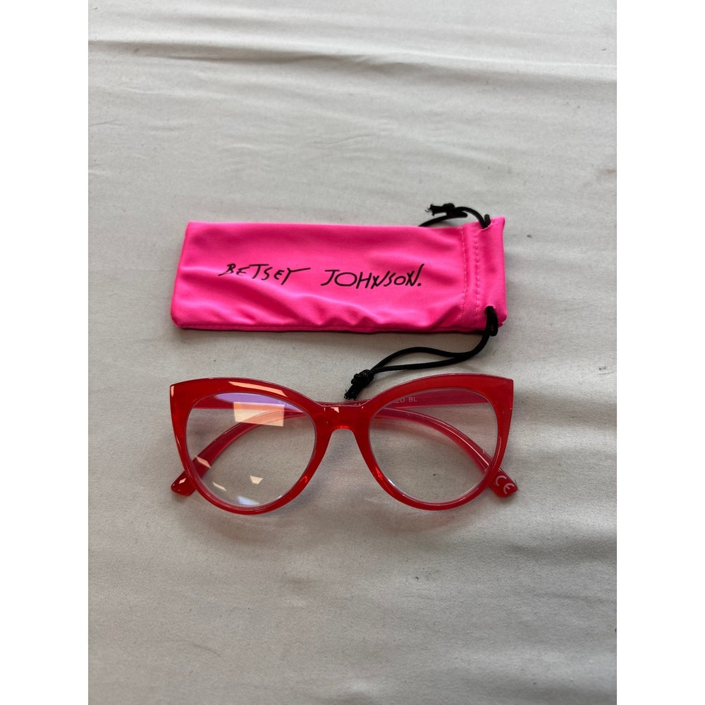 Betsey Johnson Red Cat Eye Reading Glasses +2.00 BJ2004 MS0324 with Pouch
